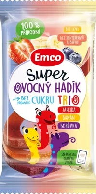 Emco Super ovocný hadík Trio jahoda, banán a borůvka