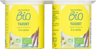 Monoprix Biologique Bio jogurt s vanilkovou příchutí 4x125g