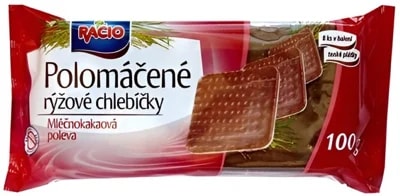 Racio Polomáčené rýžové chlebíčky s mléčnokakaovou polevou