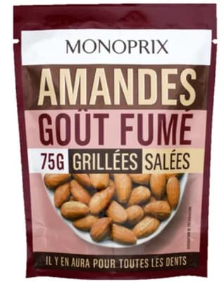 Monoprix Pražené a solené mandle uzené