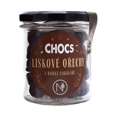 NATU CHOCS Lískové ořechy v 60% hořké čokoládě 180g