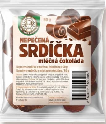 Jihočeská svačinka Ovocná nepečená srdíčka mléčná čokoláda