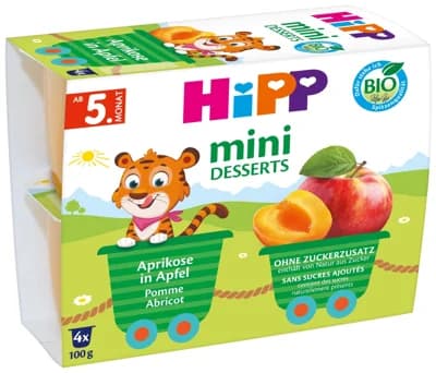 HiPP BIO Ovocný příkrm jablka a meruňky (4×100 g)