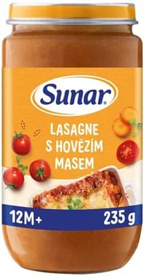 Sunar Příkrm lasagne s hovězím masem, 12m+