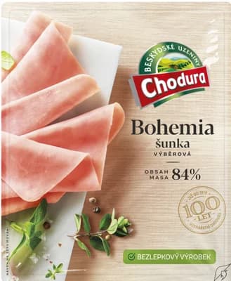 Chodura Bohemia Šunka výběrová plátky (84% masa)