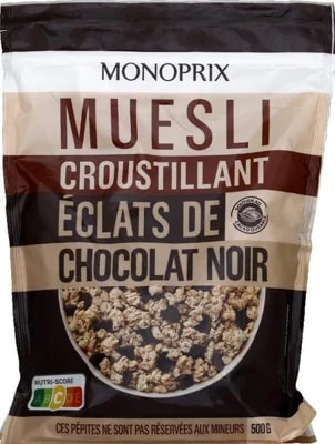 Monoprix Křupavé cereální lupínky s kousky hořké čokolády