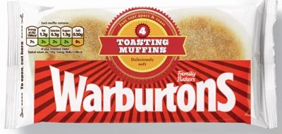 Warburtons Toustové muffiny, 4 ks