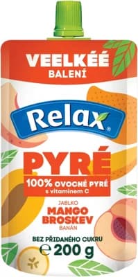 Relax 100% pyré Jablko-Mango-Broskev-Banán