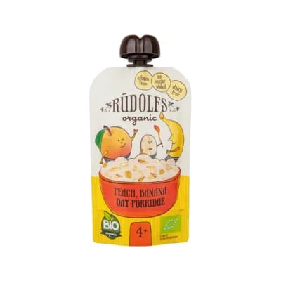 RUDOLFS Kapsička ovocná s ovesnou kaší BIO – banán/broskev