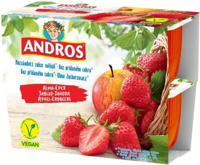 Andros Jablkovo-jahodové pyré bez přidaného cukru 4×100 g