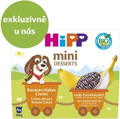 HiPP BIO Mléčný dezert banán a kakao (4×100 g)