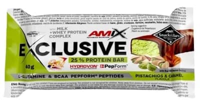Amix Exclusive Proteinová tyčinka pistácie a karamel