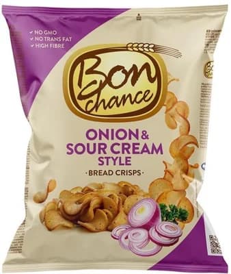 Bon Chance chlebové chipsy s cibulí a zakysanou smetanou