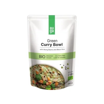 AUGA ORGANIC Green Curry Bowl se zeleným kari kořením, fazolemi mungo a černou rýží BIO