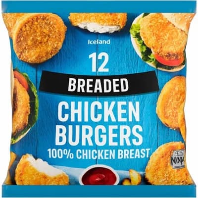 Iceland Kuřecí burgery z prsních řízků obalované 12ks