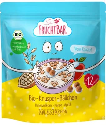 FruchtBar BIO BIO Cereální kuličky s ovesnou moukou, kakaem a jablkem