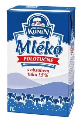 Mlékárna Kunín Mléko polotučné 1,5% trvanlivé 4x1L