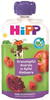 HiPP BIO Kapsička Jablko, Maliny, Granátové jablko, Acerola