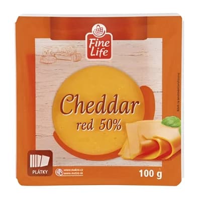 Fine Life Red Cheddar 50% plátky