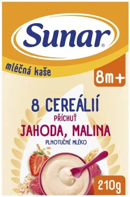 Sunar Mléčná kaše s 8 cereáliemi jahoda, malina