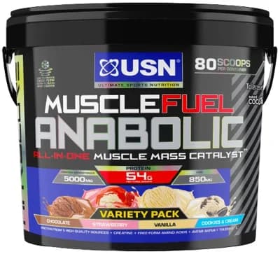 USN Muscle Fuel Anabolic - mix čokoláda, jahoda, vanilka, cookies & cream