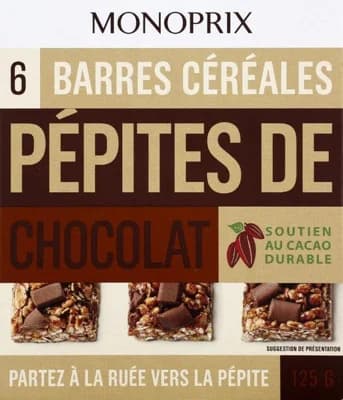 Monoprix Cereální tyčinky s čokoládovými kousky