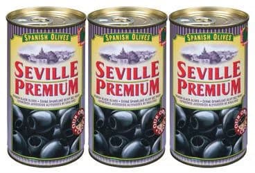 SEVILLE PREMIUM Olivy černé španělské bez pecky 3 x