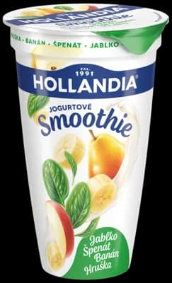 Hollandia Balance jogurtové smoothie banán, hruška, jablko, špenát