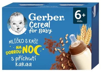 Gerber Mlíčko s kaší s kakaovou příchutí, 2x200ml