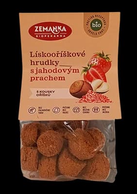 Biopekárna Zemanka BIO Lískooříškové hrudky s jahodovým prachem