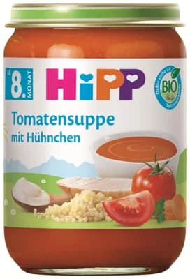 HiPP BIO Rajčatová polévka s nudlemi a kuřecím masem