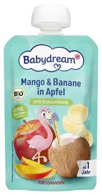 Babydream BIO Ovocná kapsička mango, banán a jablko s kokosovým mlékem