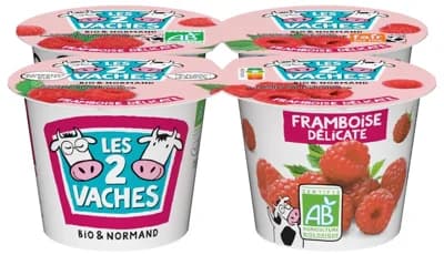 Les 2 Vaches BIO Jogurt malinový, 4x115g