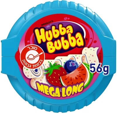 Hubba Bubba Mega Long Žvýkačky s jahodovu, borůvkovou a melounovou příchutí