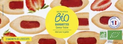 Monoprix Biologique BIO Sušenky s jahodovou náplní