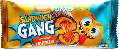Sandwich Gang s ovocnou náplní s meruňkami v tmavé polevě