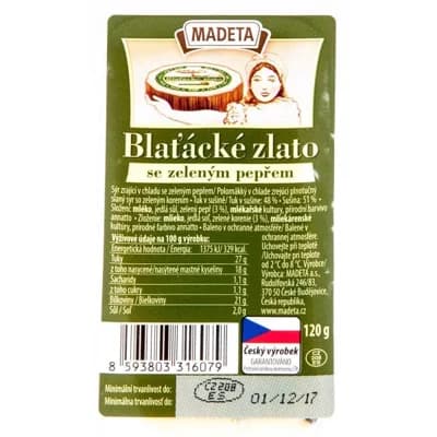Madeta Blaťácké zlato sýr se zeleným pepřem