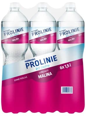 Poděbradka Prolinie Jemně perlivá malina bez cukru 6×1,5 l