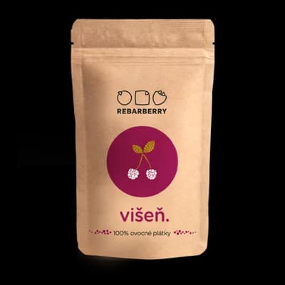 Chytré ovoce 100 % Ovocné plátky Rebarberry višeň