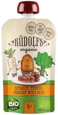 Rudolfs BIO kapsička Špenát, brambory, pastinák s hovězím masem