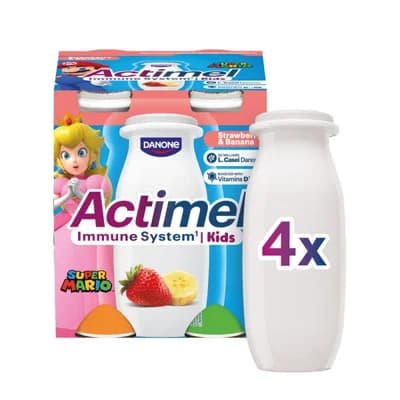Actimel Kids probiotický jogurtový nápoj s vitamíny jahoda-banán 4x100g