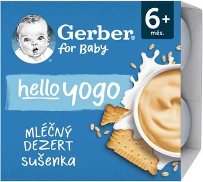Gerber Hello Yogo mléčný dezert se sušenkami (4×100 g)