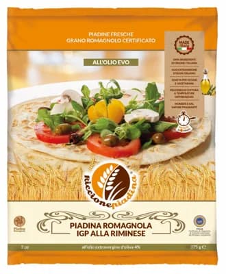 Riccione Piadina Piadina Romagnola CHZO alla Riminese placky s extra panenským olivovým olejem 4%