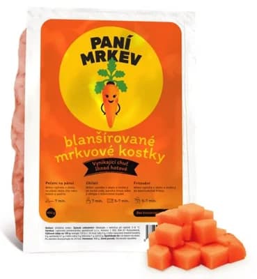 Paní Mrkev – blanšírované mrkvové kostky, balení