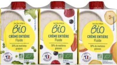 Monoprix BIO Smetana 30% UHT (3x 200 ml)