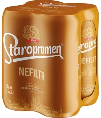 Staropramen Nefiltr 4×0,5 l plech