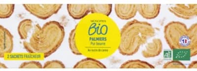 Monoprix Bio máslové sušenky Palmiers