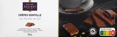 Monoprix Gourmet Křupavé sušenky s mléčnou čokoládou ve tvaru palačinek