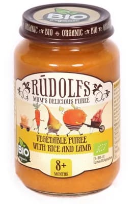 Rudolfs BIO Příkrm zelenina s rýží a jehněčím masem