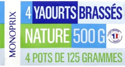 Monoprix Bílý jogurt (4x 125 g)